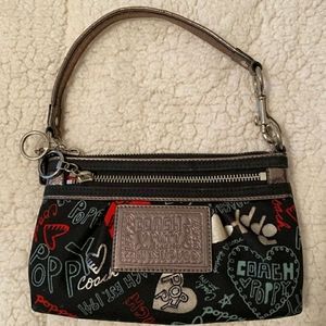 Coach poppy graffiti clutch
